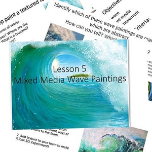 How to paint a wave, children&#39;s art lesson, school art lesson, ks3 art lesson, painting lesson, painting course, digital download, printable