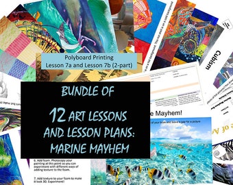 Full term art project for school teachers, ks3 art lessons, art course, home school art lesson bundle, 12 full lessons, childrens art lesson