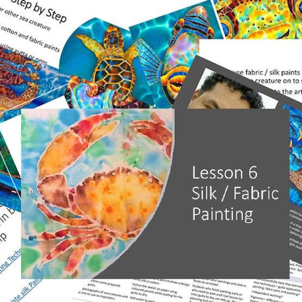 How to paint on silk using silk paint. Painting lesson. KS3 art lesson. Art lessons. Marine Mayhem lesson 6. Silk painting and fabric paint.