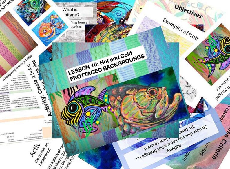 Children's Art Lesson, Make a Frottaged Background Art Lesson, School Art Lesson, KS3 Art Lesson