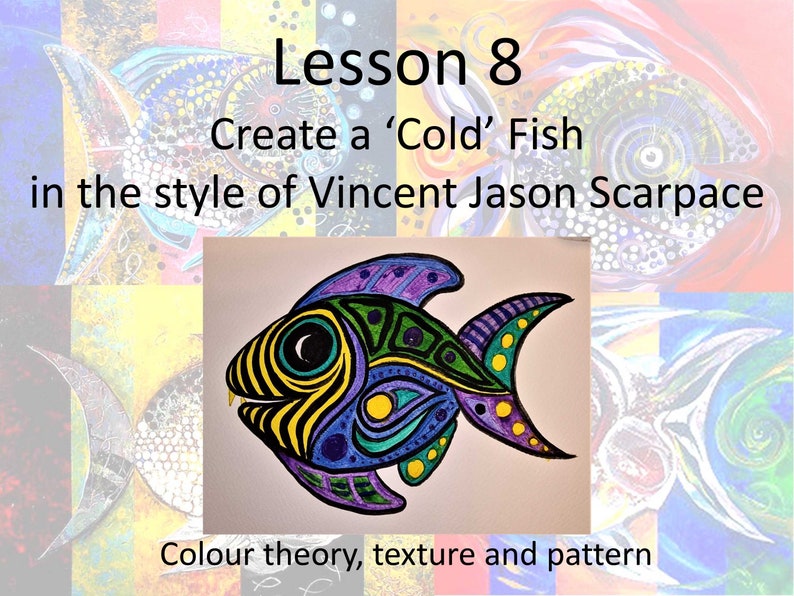 Step by Step Painting Lesson, How to Paint an Abstract Fish, Patterned