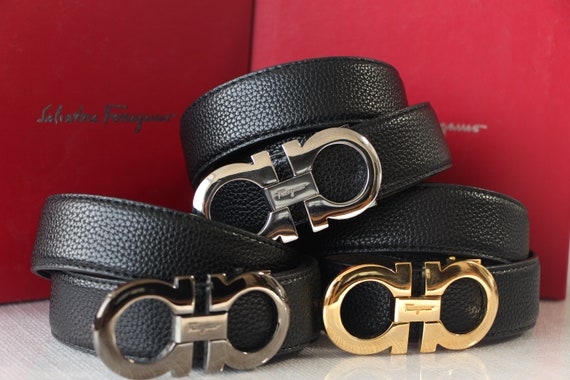 MCM Size L Tan Black Burgundy Monogram Leather Reversible Belt