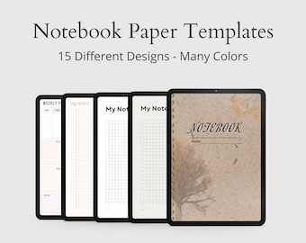 Notebook Paper PNG, PDF || Digital Download - School Paper Instant Download - Lined || Dashed Paper || Printable Paper || Graph Paper