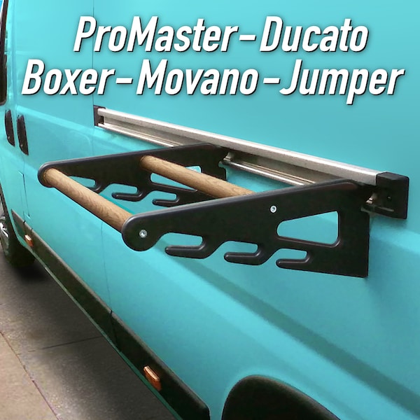 RailRack - RAM ProMaster, Ducato, Boxer, Movano, Jumper vans - a drying rack for wetsuits and other gear. Original innovation and design.