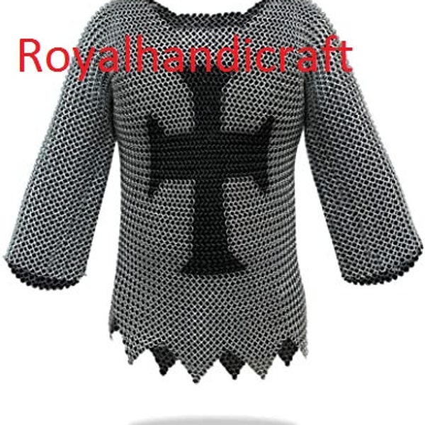 Medieval   Chain Mail Shirt and Coif Armor Set  Shirt & Hat Hood