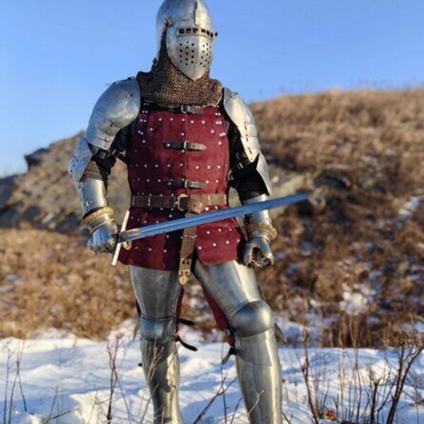 Medieval   Knight full body Set chain mail armour suit 18 Gauge Steel