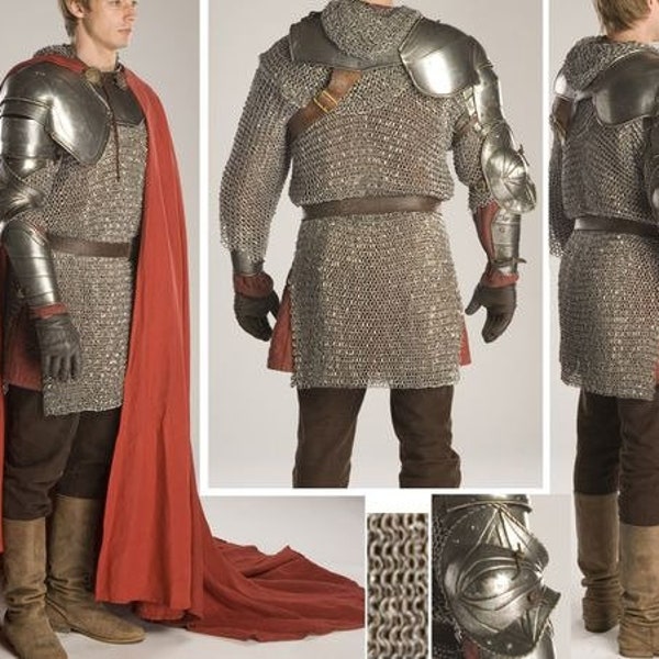 Medieval     16th Century Full Set chain mail armor,18 Gauge steel