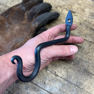 Hand Forged Iron Hook – 6” Rustic Plant & Lantern Hook – Outdoor Bird Feeder Hanger – Heavy Duty Blacksmith Wall Hook – Garden Decor