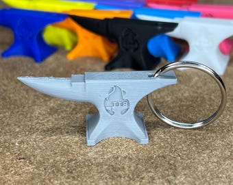 Mini Anvil Keychain – 3D Printed Blacksmith Keyring – Multiple Color Options