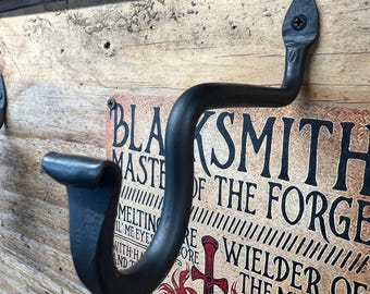 Hand Forged Iron Hook – 6” Rustic Plant & Lantern Hook – Outdoor Bird Feeder Hanger – Heavy Duty Blacksmith Wall Hook – Garden Decor