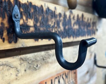 Hand Forged Iron Hook – 4.5” Rustic Plant & Lantern Hook – Outdoor Bird Feeder Hanger – Blacksmith Made Wall Hook – Garden Decor