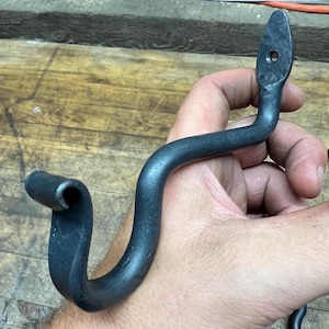 4.5 Inch Iron Hook (Fish Tail) - Plant Hanger | Wind Chimes| Bird Feeder | Indoor or Outdoor | Rustic & Durable | Hand Forged Iron Hook