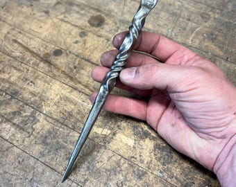 Hand Forged Sewing Stiletto – Hardened Steel Tool for Quilting & Sewing. Fabric Guiding, Strong, Durable, Blacksmith Made.