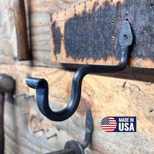 Hand Forged Iron Hook – 4.5” Rustic Plant & Lantern Hook – Outdoor Bird Feeder Hanger – Blacksmith Made Wall Hook – Garden Decor