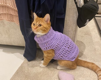 Handmade Crochet Cat Rollneck Jumper