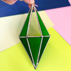 Stained Glass The Sims Inspired Plumbob Hanging Decoration