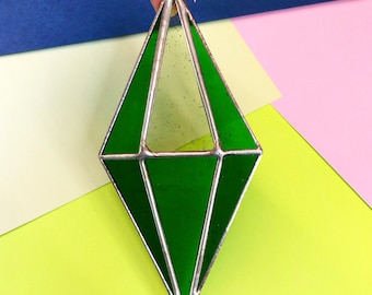 Stained Glass The Sims Inspired Plumbob Hanging Decoration