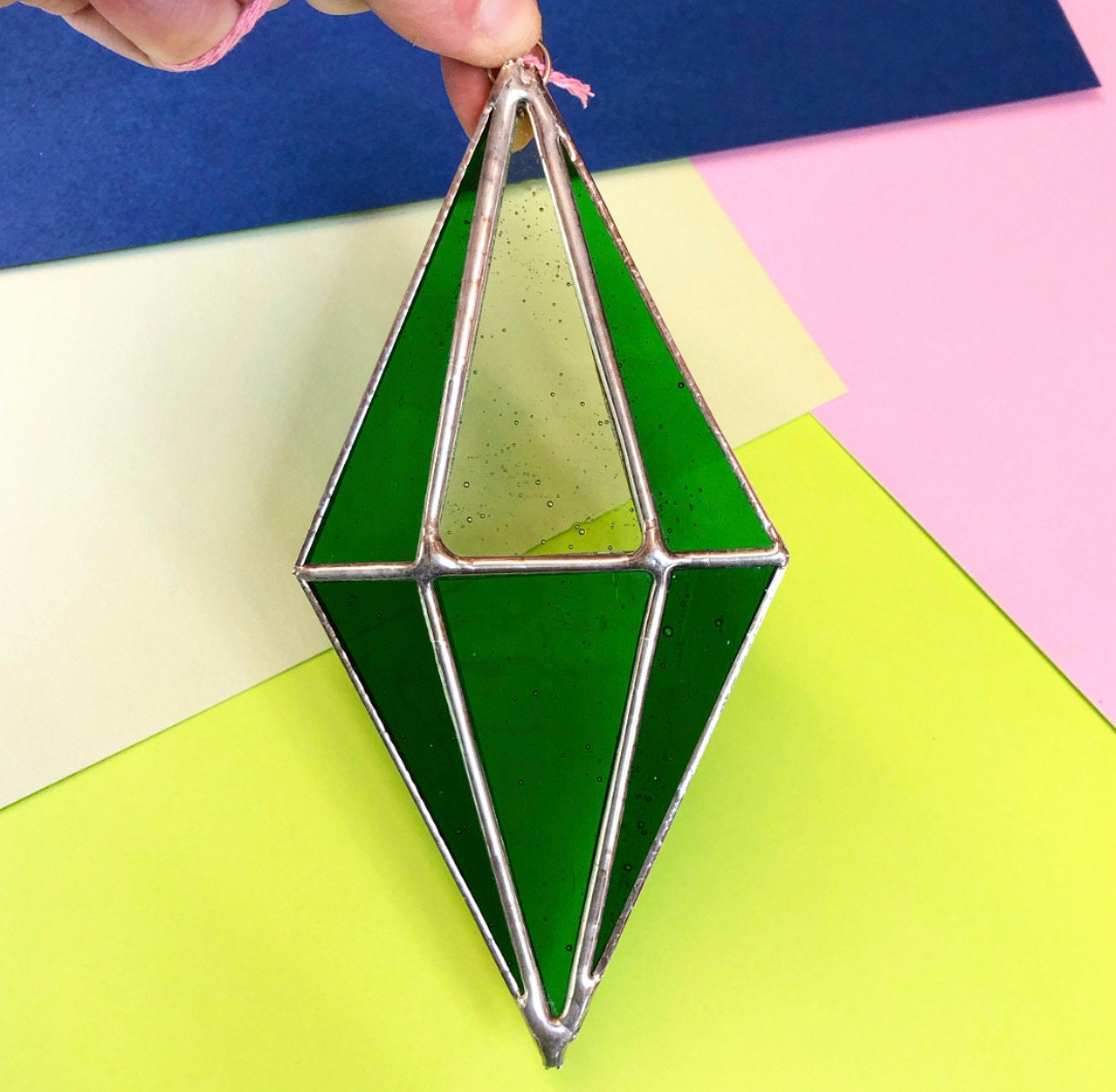 Stained Glass The Sims Inspired Plumbob Hanging Decoration