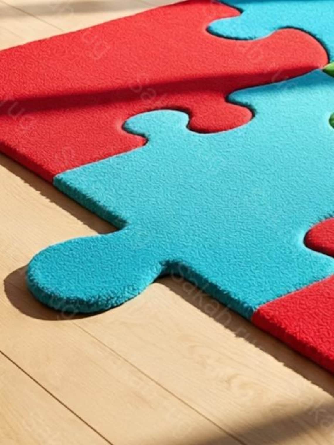 Giant Jigsaw Puzzle Rug | Colorful Kids Room Play Mat | Autism ...