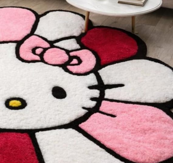 Hello Kitty Flower Rug Murakami Inspired 3D Tufted Area Rug Cute