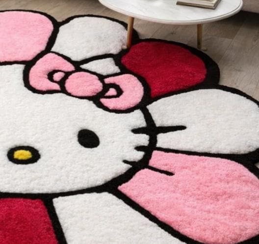 Hello Kitty Flower Rug Murakami Inspired 3D Tufted Area Rug Cute