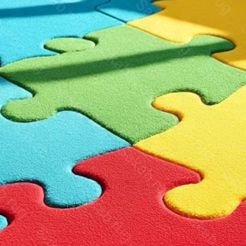 Giant Jigsaw Puzzle Rug | Colorful Kids Room Play Mat | Autism ...