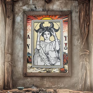 Dark Hekate Tarot Kunstdruck Whimsigoth Göttin mit Schlangen Occult Witchcore Wand Kunst Schatten Werk Göttlich-Weibliche Illustration