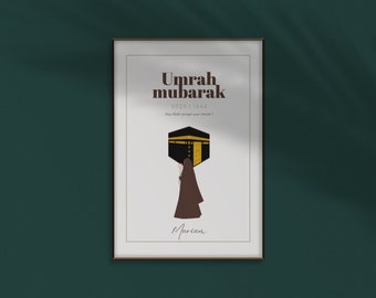 UmraPoster- Umrah Mubarak für Sie Jilbab I personalisierter Umrah Mubarak Poster| Umrah Geschenk | Digitaldruck | Islamisches Poster