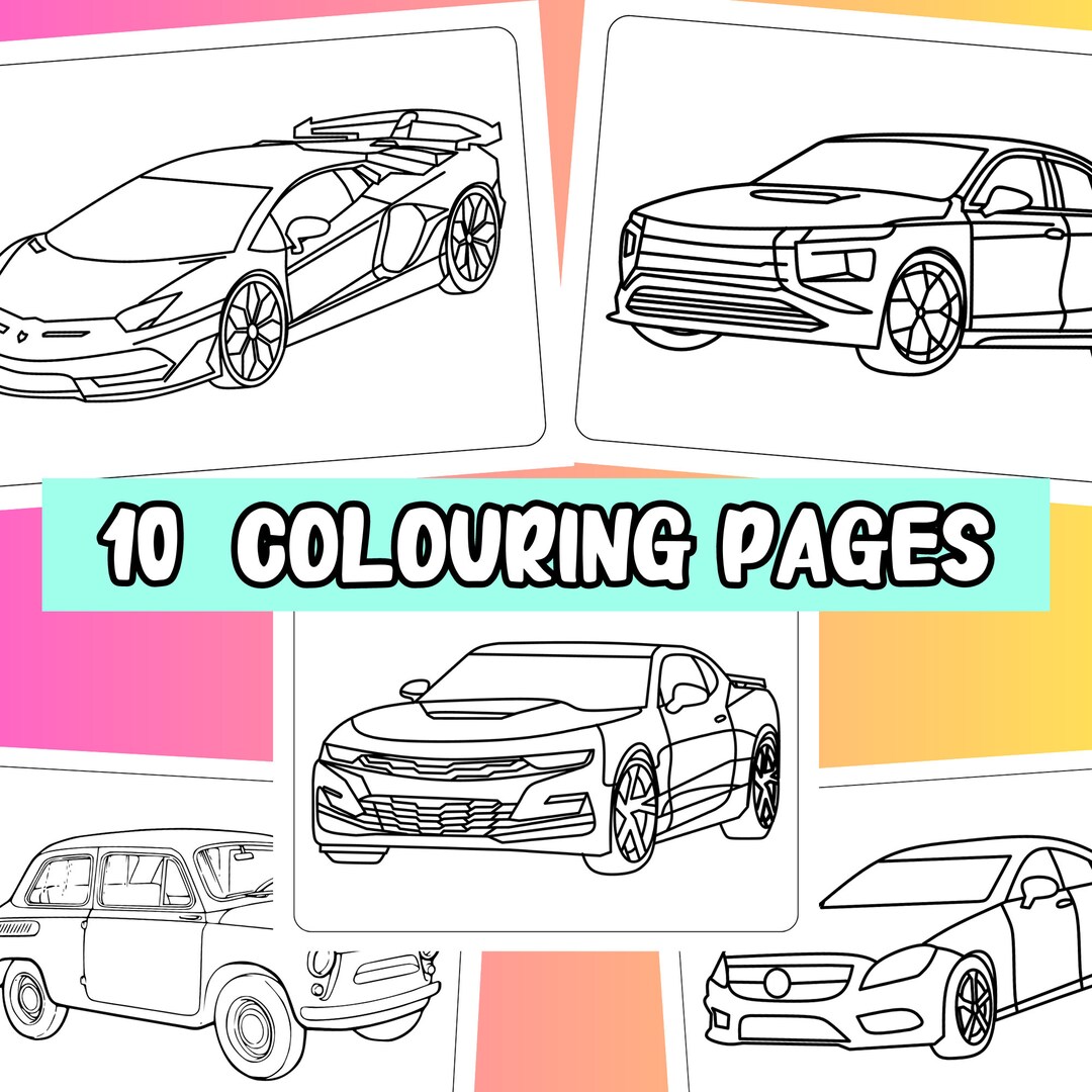 10 Pack Car Colouring in Pages Car Themed School Activity 10 X A4 ...