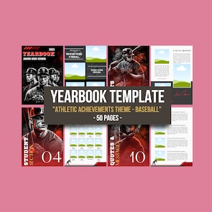 Customizable Senior Year High School Yearbook Template with Athletic Achievements Theme
