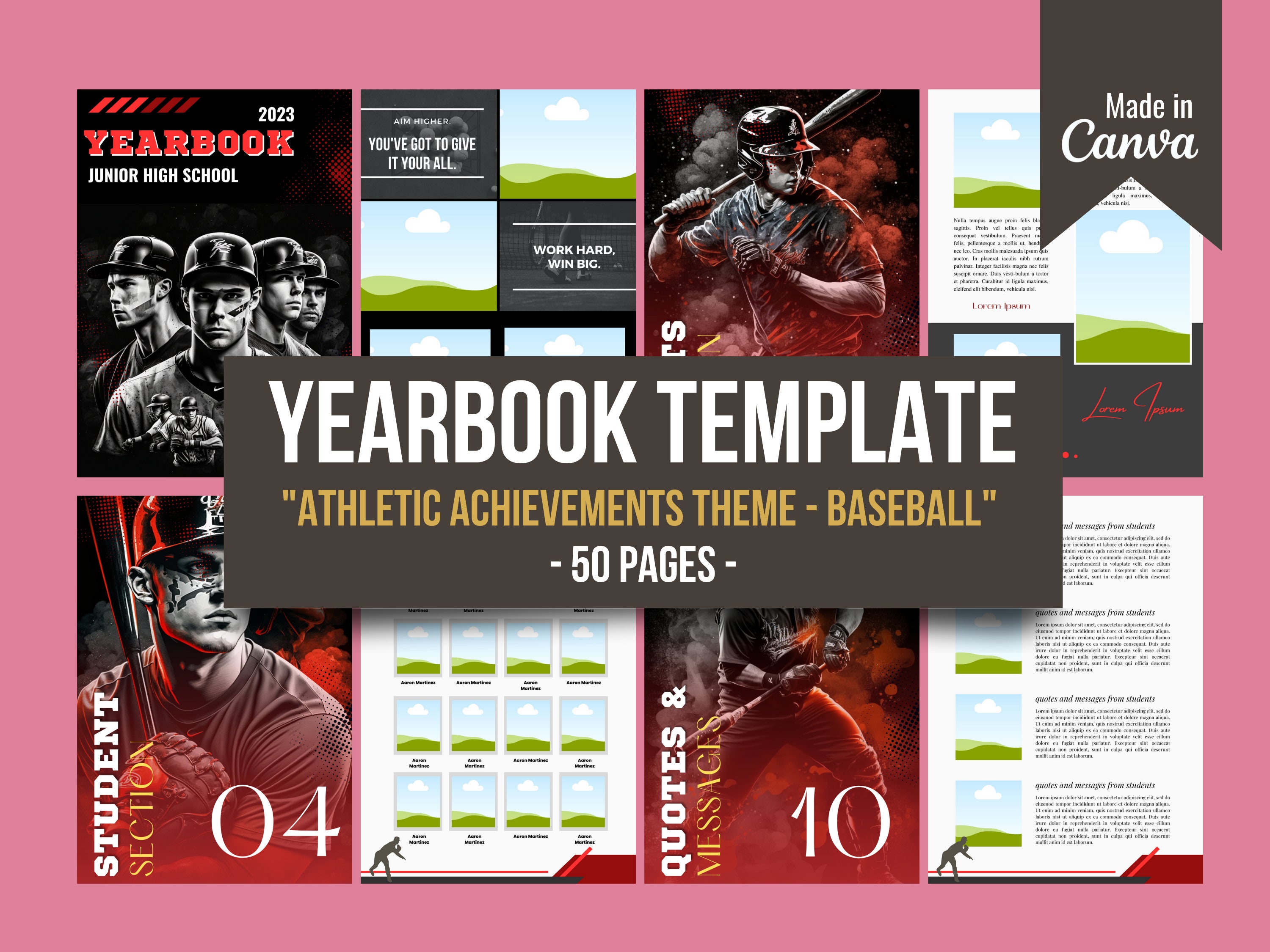 Yearbook Template With Athletic Achievements Theme Senior Etsy