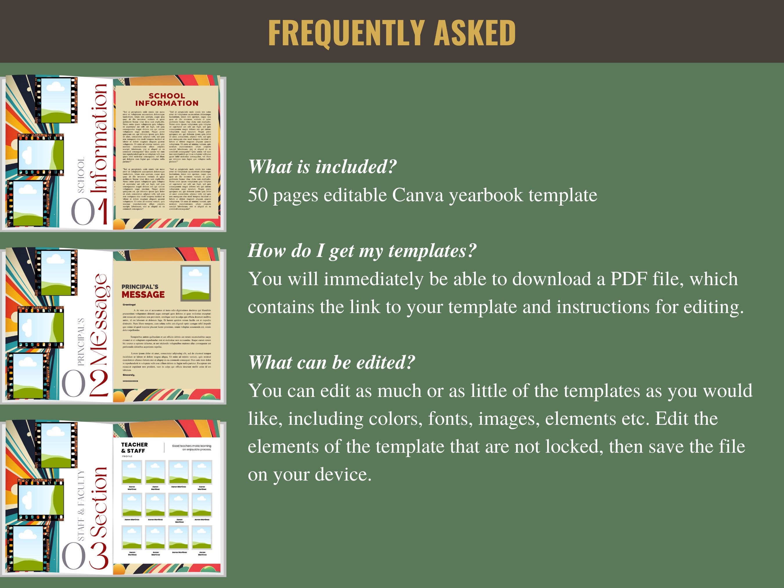 Nostalgic high school yearbook template with retro revival theme etsy