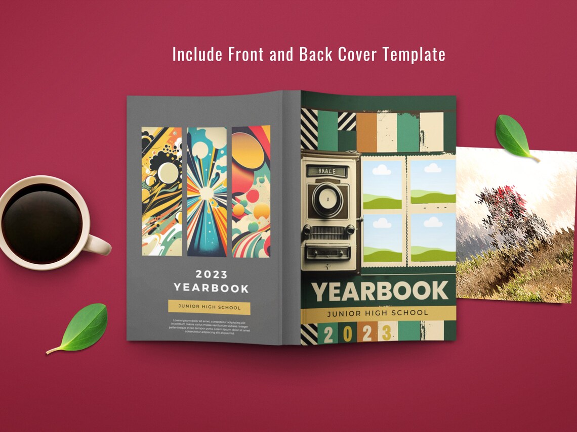 Yearbook Cover Template With Retro Revival Theme, Senior High School Yearbook Cover Template With Retro Revival Theme, Senior High School