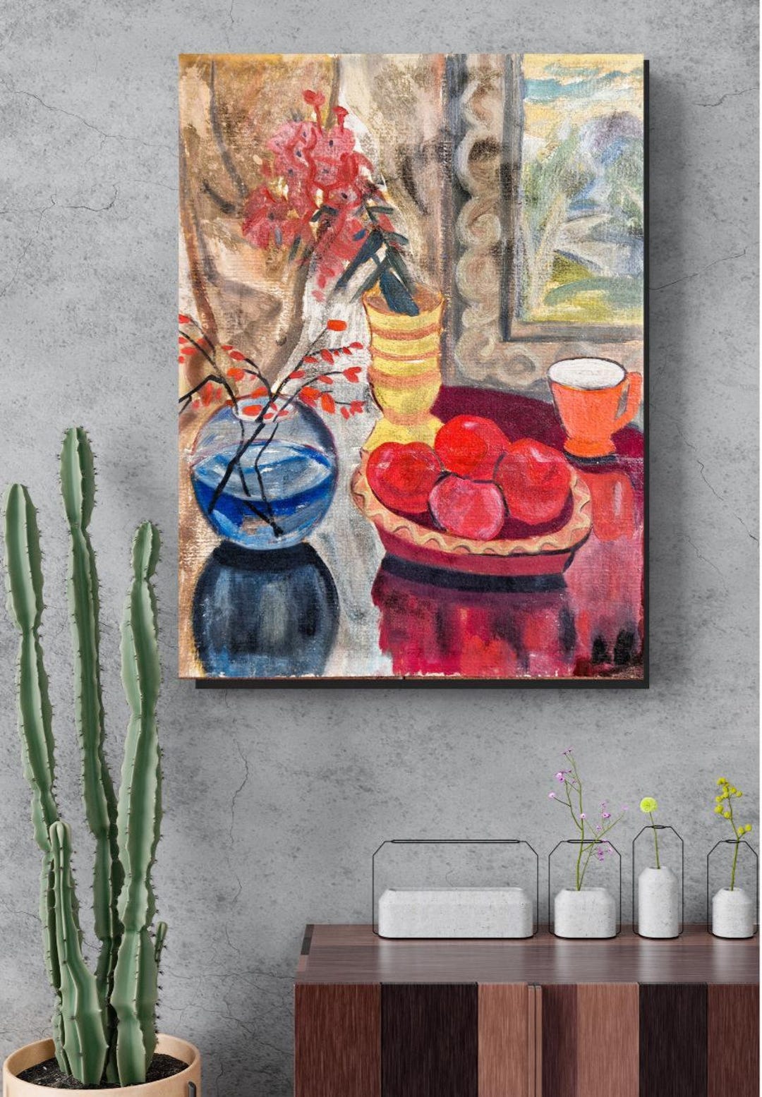 vintage art りんごの油絵 油彩 ヴィンテージ アンティーク 絵画