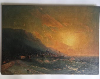 キャンバスに描いた油絵、海の風景、20世紀 - Etsy 日本