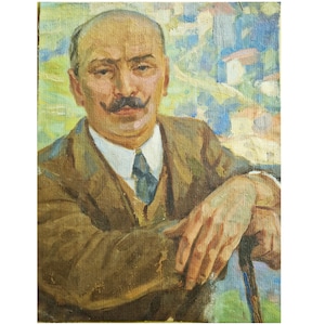 Vintage Portrait - Original Oil Painting Portrait of a Man, Oil Painting on Canvas, Vintage Ukrainian Art, Vintage Wall Art