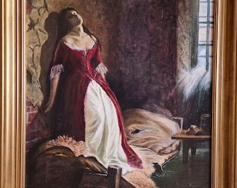 Vintage Ölgemälde: Stimmungsvolle Frau, Gothic dunkle Romanze, große Wandkunst
