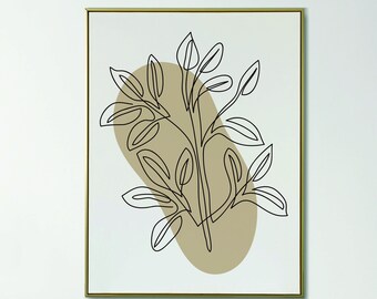 Beige Detail Botanical Art Elegant One-Line Floral Illustration Minimalist Nature Print Modern Wall Decor