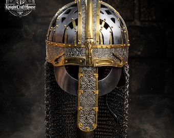 Viking Valsgärde VI Vendel Helmet with Riveted Chainmail Aventail | Medieval Norse Warrior Helmet | LARP Cosplay Armor