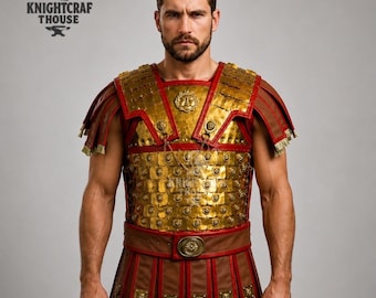 Roman Greek Linothorax Armor – Medieval Brass Scale Cuirass with Leather | Ancient Greek Hoplite Armor | LARP, Cosplay, Reenactment Costume