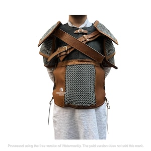 Witcher Cosplay Viking Leather Chainmail Armor | Vikings Kinght LARP Fantasy Cosplay Costume ~ Halloween Costume , Renaissance outfit .
