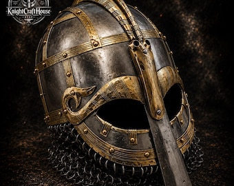 Medieval Viking Valsgärde 8 Vendel Helmet with Riveted Chainmail Aventail |Norse Warrior Helmet | LARP Cosplay Armor