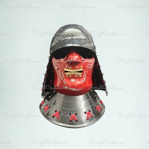 Medieval Samurai Helmet Knight SCA LARP Armor Cosplay Steel Face Visor Helmet .