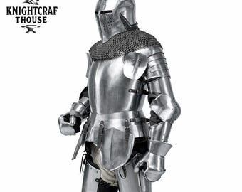 Medieval Knight Armor Suit – Full Body Steel Wearable Barbuta Reenactment Cosplay LARP Costume .