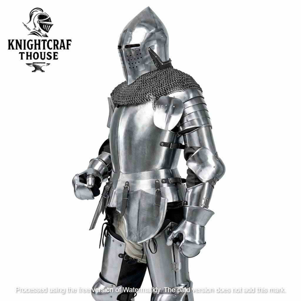 Medieval Knight Armor Suit – Full Body Steel Wearable Barbuta ...