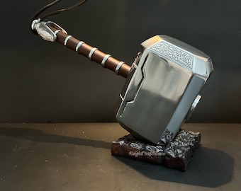 Personalised Mjolnir Thor Hammer: Aluminum MCU Avengers Movie Prop Replica with Stand