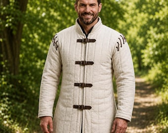 Medieval Gambeson Armor Jacket, Thick Padded Cotton LARP Armor, SCA Reenactment Costume, Viking Quilted Tunic, Ren Faire