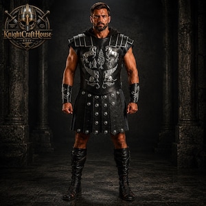 Römischer Maximus Gladiator Leder Rüstung Set : LARP, Cosplay, Ren Faire & Mittelalter Kostüm