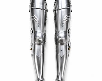 Medieval Steel Leg Armor, Knight Gothic Warrior Greaves, Wearable Medieval Cosplay Leg Guard , Sca Larp Reenactment Costume, Halloween Gift