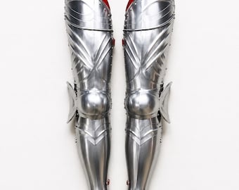 Steel Knight Leg Armor, Gothic Warrior Greaves, Wearable Medieval Cosplay Guard